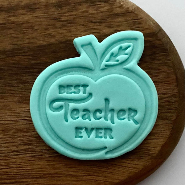 Best Teacher Ever wrote in apple shape cookie cutter for graduation