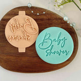 Baby shower text icing 3D cookie embosser stamp.