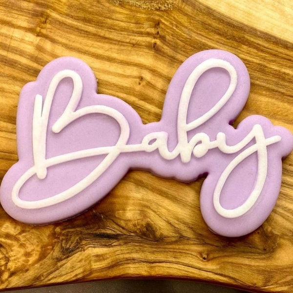 Baby Text Fondant outbosser stamp for cakes, biscuits and cookies.
