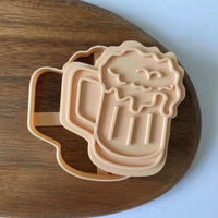 Beer glass cookie embosser stamp and cutter for father's day