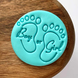 Boy or Girl gender reveal fondant embosser cookie stamp.
