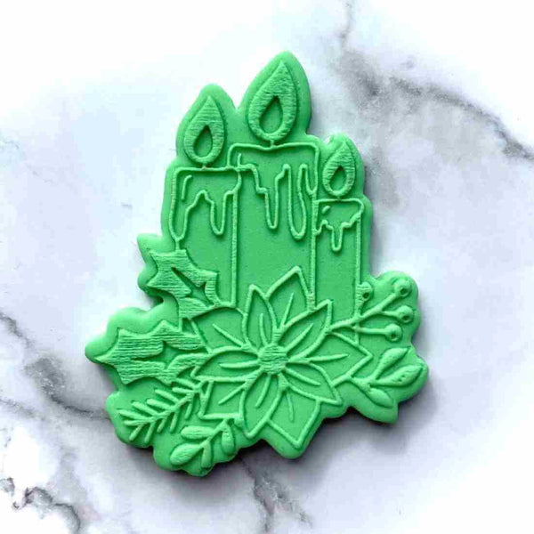 Christmas Candles fondant outbosser cookie stamp
