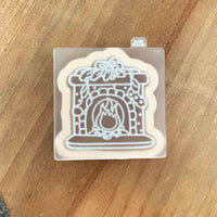 Christmas Fireplace popup acrylic cookie stamp