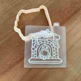 Christmas Fireplace reverse embosser cookie cutter and stamp