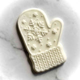 Christmas Mitten with snowflake fondant popup cookie stamp