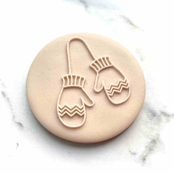 Christmas Mittens fondant popup cookie stamp