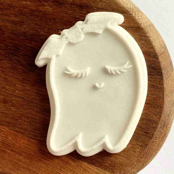 Cute Ghost with Bat fondant outbosser stamp