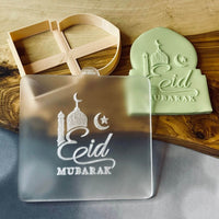 Eid Mubarak with mosque outbosser cookie stamp and cutter.