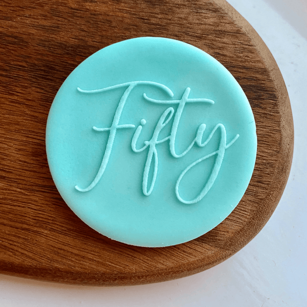 Fifty birthday fondant outbosser stamp.