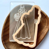 Flower girl popup stamp with matching cutter for cookies, cupcakes, biscuits. Perfect cookie cutter for weddings.