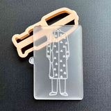 Indian Groom Outfit Sherwani popup cookie cutter made from food safe frosted acrylic and PLA, a plant derived bio plastic.
