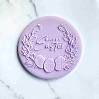 Happy Easter Floral Wreath and Eggs  cookie cutter