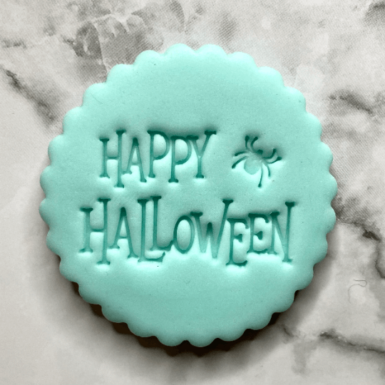 Happy Halloween with spider fondant embosser cookie stamp.
