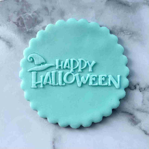 Happy Halloween with witch hat fondant outbosser stamp