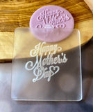 Happy mother's day popup cookie cutter and stamp. The fondant cutter is made from food safe frosted acrylic.