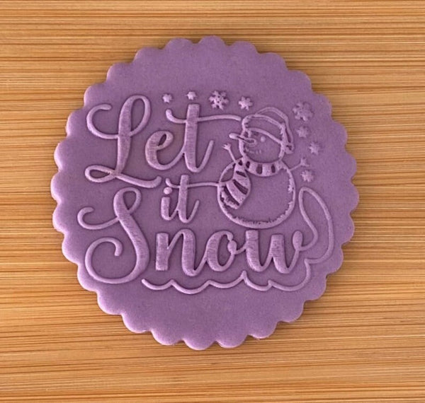 Let It Snow Debosser Stamp. Christmas POPup Embosser Stamp. Fondant Outbosser. Cupcake Topper