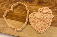 Christmas Cookie Stamp +Cutter. Nordic Bird Embosser Stamp. Fondant/Icing Stamp