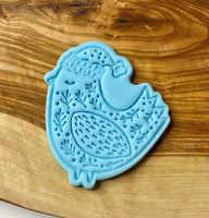 Christmas Cookie Stamp +Cutter. Nordic Bird Embosser Stamp. Fondant/Icing Stamp