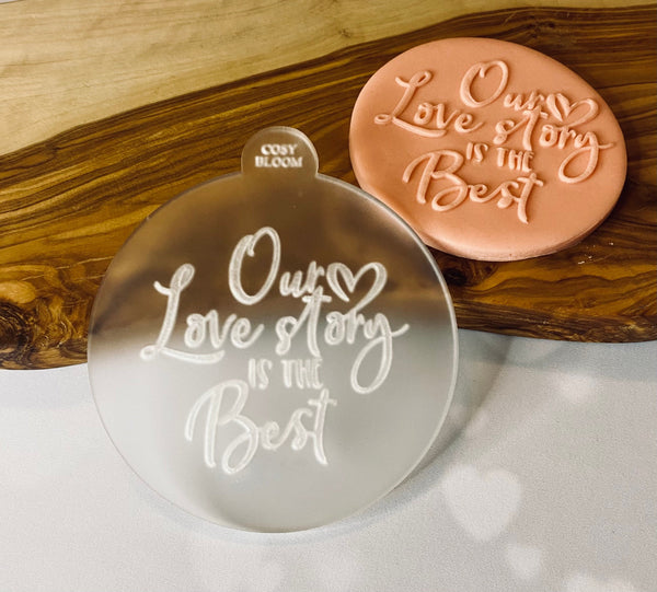 Our Love Story Is The Best Outbosser Stamp. Valentine’s Day Fondant Icing Cupcake Decorating