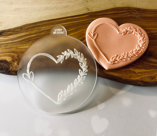 Heart Wreath Cookie Cutter Fondant Debosser Stamp CosyBloom