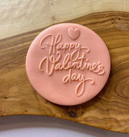 Happy Valentine’s Day Debosser Stamp. Fondant Icing Decorating. Valentine’s Day Cupcake Toppers