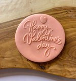 Happy Valentine’s Day Debosser Stamp. Fondant Icing Decorating. Valentine’s Day Cupcake Toppers