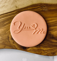 Valentine’s Day Outbosser Stamp. You and Me Fondant Icing Cupcake Decorating