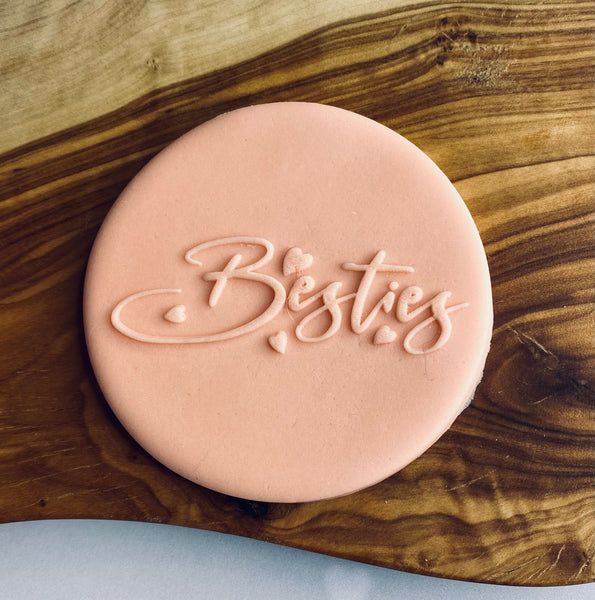 Besties Outbosser Stamp. Galentine’s Day Fondant Icing Cupcake Decorating. Embosser Stamp