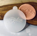Besties Outbosser Stamp. Galentine’s Day Fondant Icing Cupcake Decorating. Embosser Stamp