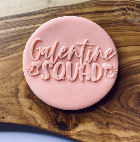 Galentine Squad Debosser Stamp. Valentine’s Day Fondant Icing Cupcake Decorating