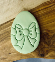 Easter Egg With Bow Embosser Stamp and Cutter. Fondant Icing Cupcake Decorating