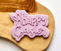 Happy Easter Debosser Stamp and Cutter. Easter Cookie Stamp and Cutter. Fondant Icing Cupcake Decorating