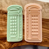 London telephone box 3D embosser cookie cutter. the fondant cutter is made from food safe PLA, a plant derived bio plastic.