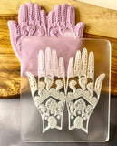 Mehndi Henna Hands cookie cutter popup stamp made from food safe frosted acrylic.