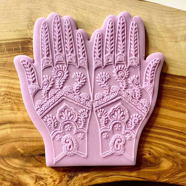 Mehndi Henna Hands fondant popup stamp for cakes, cookies, biscuits and cupcakes. Perfect cookie cutter for weddings.