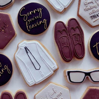Men's shoes, glasses, blazer cookie cutter made for special events.