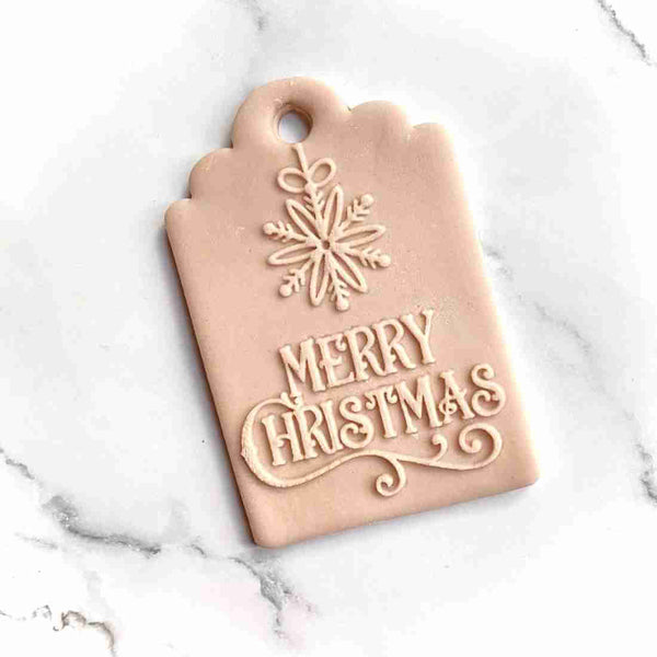Merry Christmas Gift Tag fondant outbosser stamp
