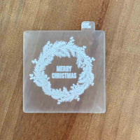 Merry Christmas Wreath Popup acrylic cookie stamp