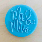 Mr and Mrs fondant outbosser stamp for cakes, cupcakes, biscuits and cookies.