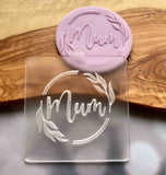 Mum text icing outbosser cookie cutter  in a circle