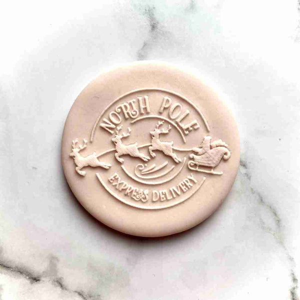 North Pole Express Delivery Santa Claus fondant popup stamp