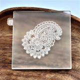 Paisley pattern cookie popup stamp made from food safe frosted acrylic.