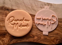Ramadan Mubarak 3D cookie cutter for Eid. The fondant embosser is made from food safe PLA, a plant derived bio plastic.