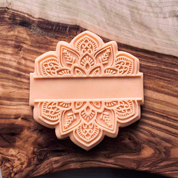Split Mandala fondant outbosser stamp for cookies, biscuits and cupcakes.