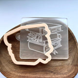 Stacked books cookie popup stamp and matching cutter for graduation