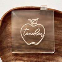 Apple shape with teacher text for graduation cookie stamp