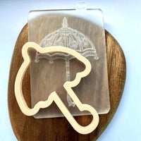 Umbrella wedding cookie popup stamp with matching cutter
