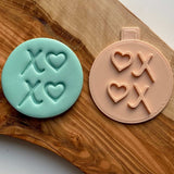 Xoxo embosser stamp for cookies, cakes and biscuits. The cookie cuter is made from food safe PLA, a plant derived bio plastic.
